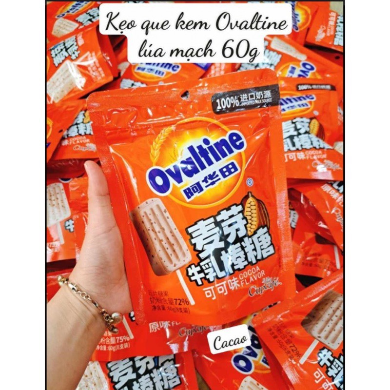 KẸO QUE KEM OVALTINE GÓI 60G / KẸO MÚT OVALTINE/ KẸO SỮA MẠCH NHA OVALTINE