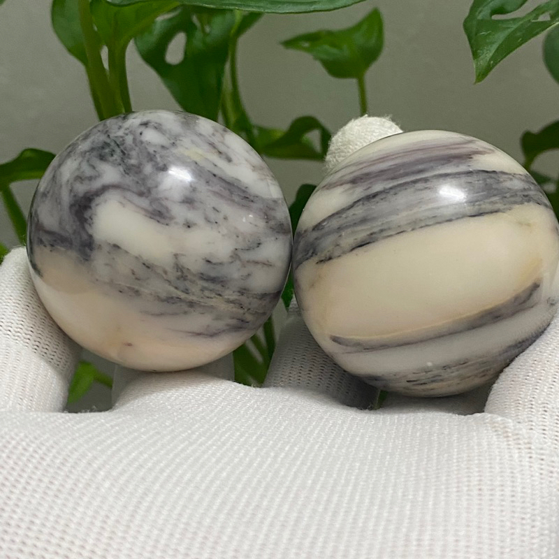 Cặp Bi cầu Serpentine đá thật dùng lăn tay, trưng bày...!!!