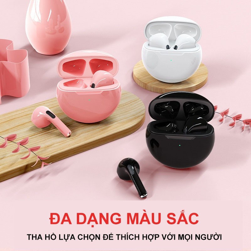 Tai Nghe Bluetooth Pro 6 Tws 5.0 Hai Tai Stereo Wireless Mini Headphone Với Micrô Tích Hợp Chất Lượng âm Thanh