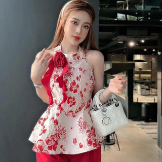 Set Áo Yếm Hoa Gấm Phối Quần Suôn