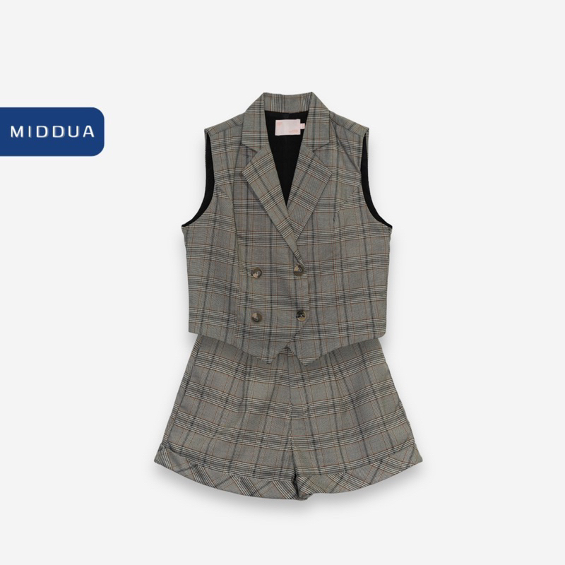 SET GILET VEST CARO NHIỀU MÀU MIDDUA SET0801