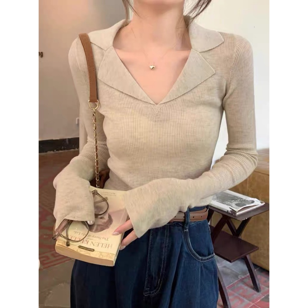 Áo len giữ nhiệt nữ dài tay vải len tăm co dãn dày dặn MA135