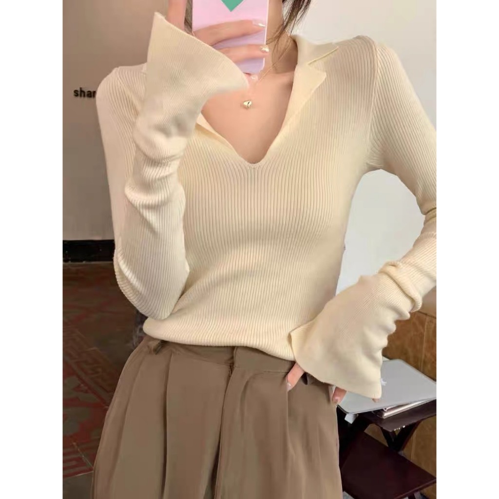 Áo len giữ nhiệt nữ dài tay vải len tăm co dãn dày dặn MA135