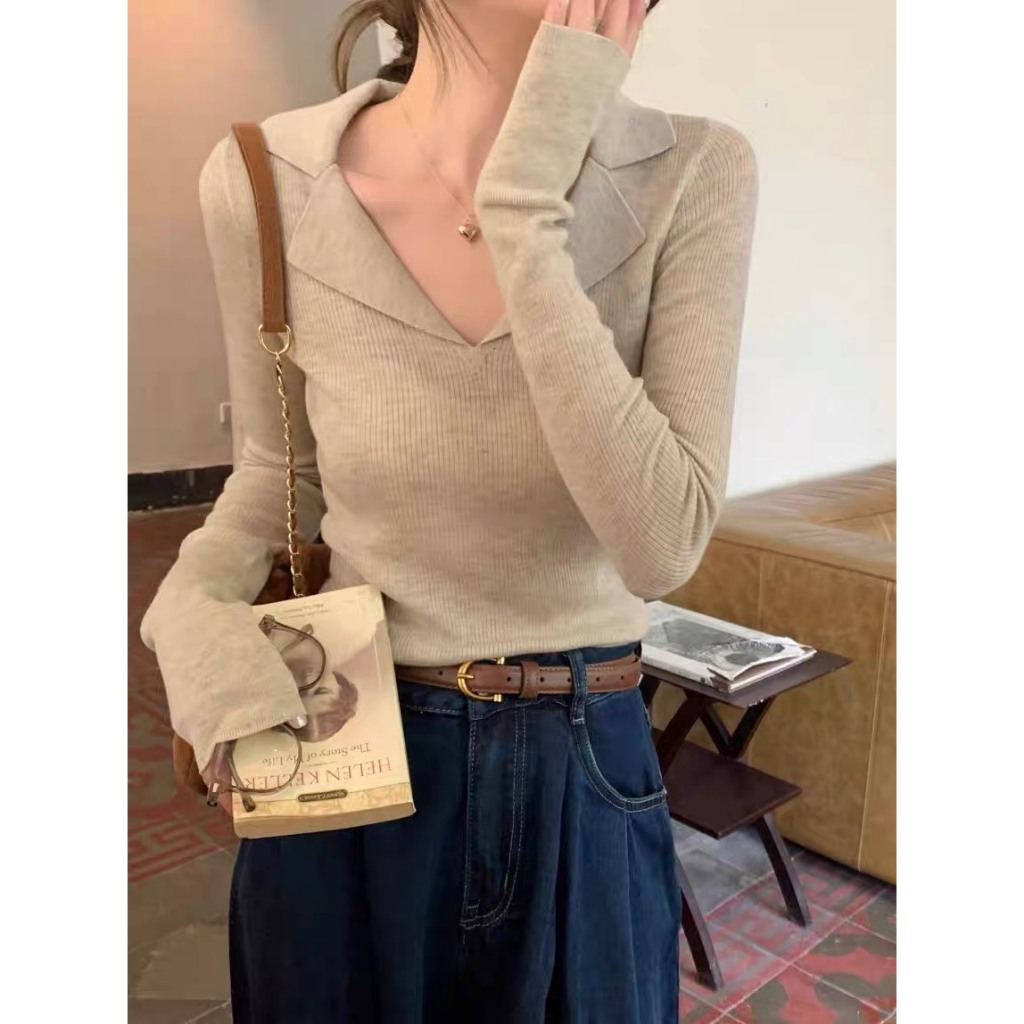 Áo len giữ nhiệt nữ dài tay vải len tăm co dãn dày dặn MA135