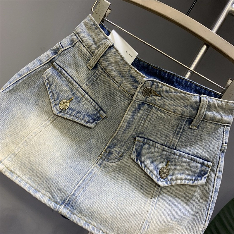 Chân váy jeans ngắn nắp túi hàng QCL1