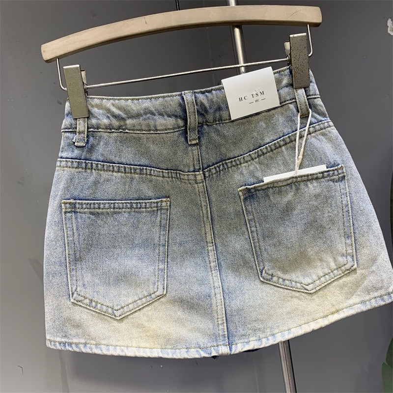 Chân váy jeans ngắn nắp túi hàng QCL1