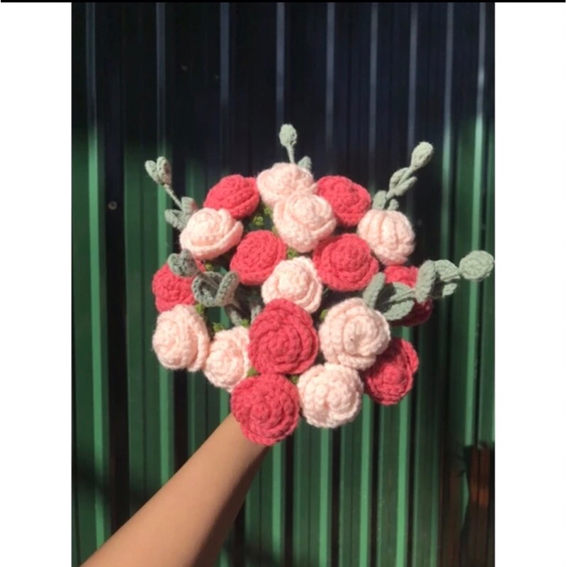 Hoa hồng bằng len handmade size mini