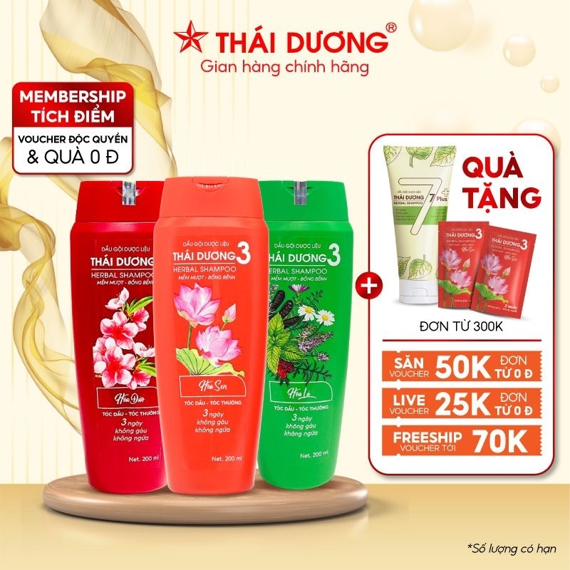 Dầu Gội Dược Liệu Thái Dương 3 Hương Hoa Lá Sao Thái Dương