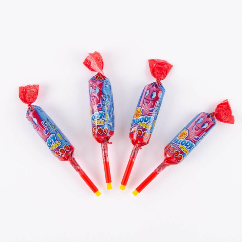 HỘP 20 QUE KẸO MÚT CÂY CÒI THỔI HƯƠNG DÂU CHUPA CHUPS 300G/ CHUPA CHUPS MELODY POPS