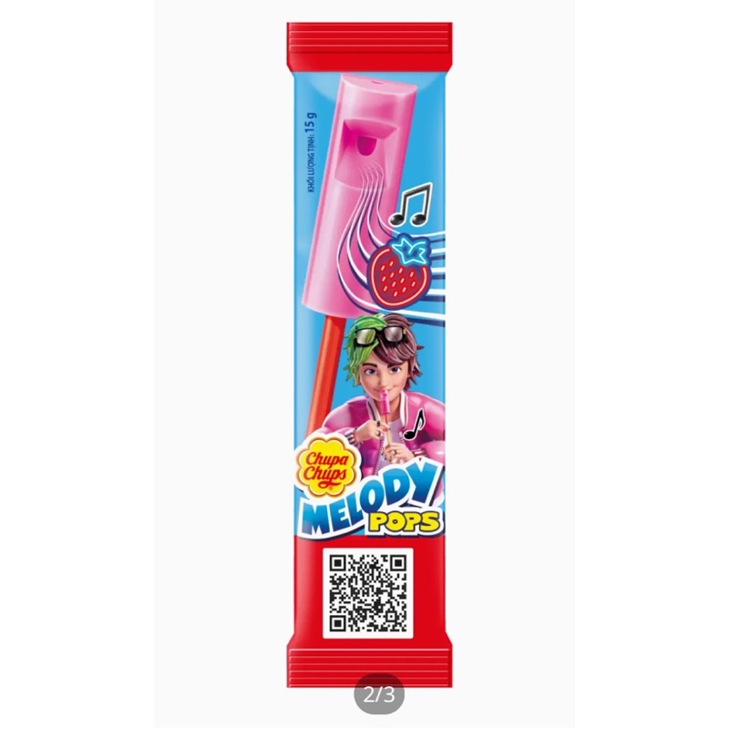 HỘP 20 QUE KẸO MÚT CÂY CÒI THỔI HƯƠNG DÂU CHUPA CHUPS 300G/ CHUPA CHUPS MELODY POPS