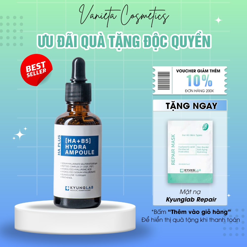 Tinh Chất Serum HA + B5 Kyunglab Hydra Ampoule Cấp Ẩm Và Phục Hồi Giúp Da Căng Bóng 50ml