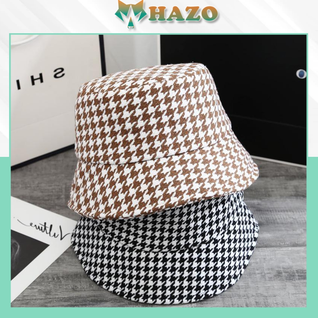 Mũ Bucket Nón Tai Bèo Vành Cụp Chất Caro Đan Sọc 496 Nhiều Màu Sắc Ulzzang Form Unisex Nam Nữ - Hazo