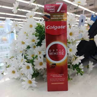 Kem đánh răng trắng răng colgate optic white từ khoáng núi lửa 100g