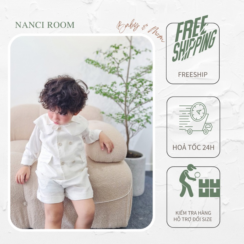 Vest trắng bé nam công tử em bé Nanci room