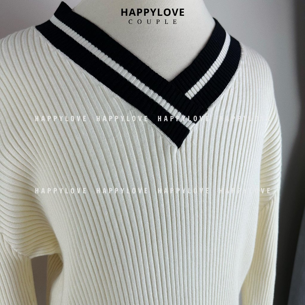 Đồ cặp đôi nam nữ set couple áo nam đầm nữ trễ vai mùa đông HAPPYLOVE màu trắng kem chất vải len dày mịn đẹp M133