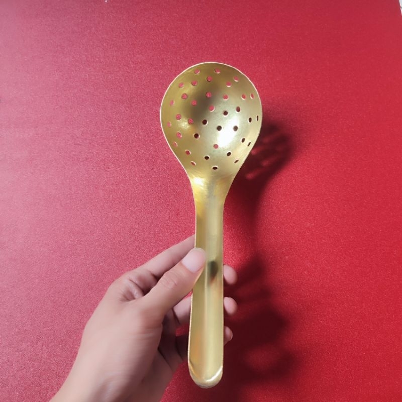 Thìa muỗm đồng gồ thủ công 100% đồng vàng nguyên chất kích thước 26x10x4cm