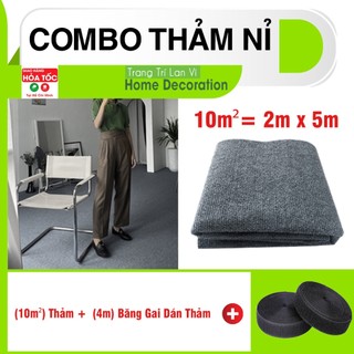  Combo thảm trải sàn nỉ decor phòng thảm lót sàn gồm BĂNG GAI DÁN THẢM GẠT KEO khổ rộng 2m  combo 10m2  
