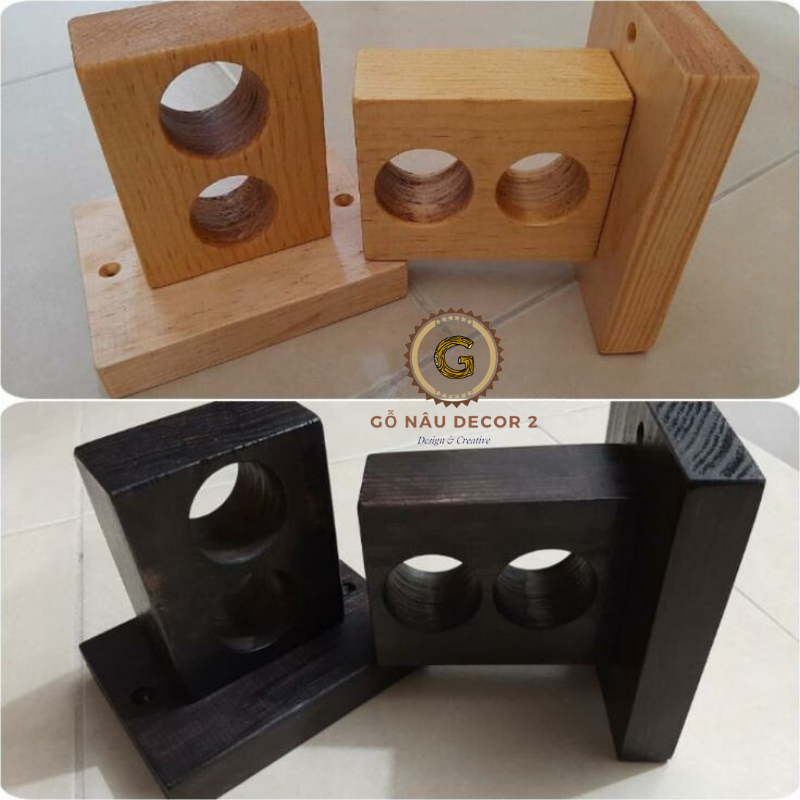 Thanh treo trèm 2 lớp bằng gỗ - tay treo rèm 2 lớp bằng gỗ thông đơn giản - Gỗ Nâu 2