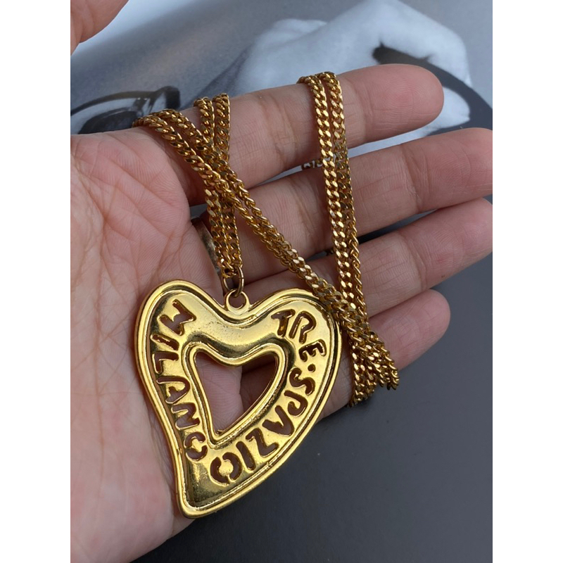 Vòng cổ vintage Ý Tre Spazio Milano mặt trái tim sợi xích