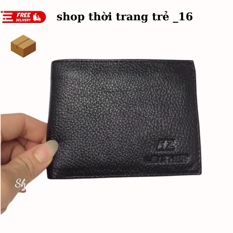 Ví nam mềm đẹp Bóp da h2 dáng ngang thật bảo hành 12 tháng