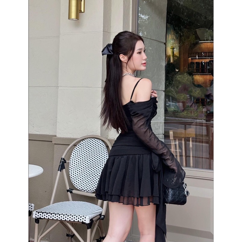 Đầm trễ vai tay loe thắt nơ _ ChuMij VN