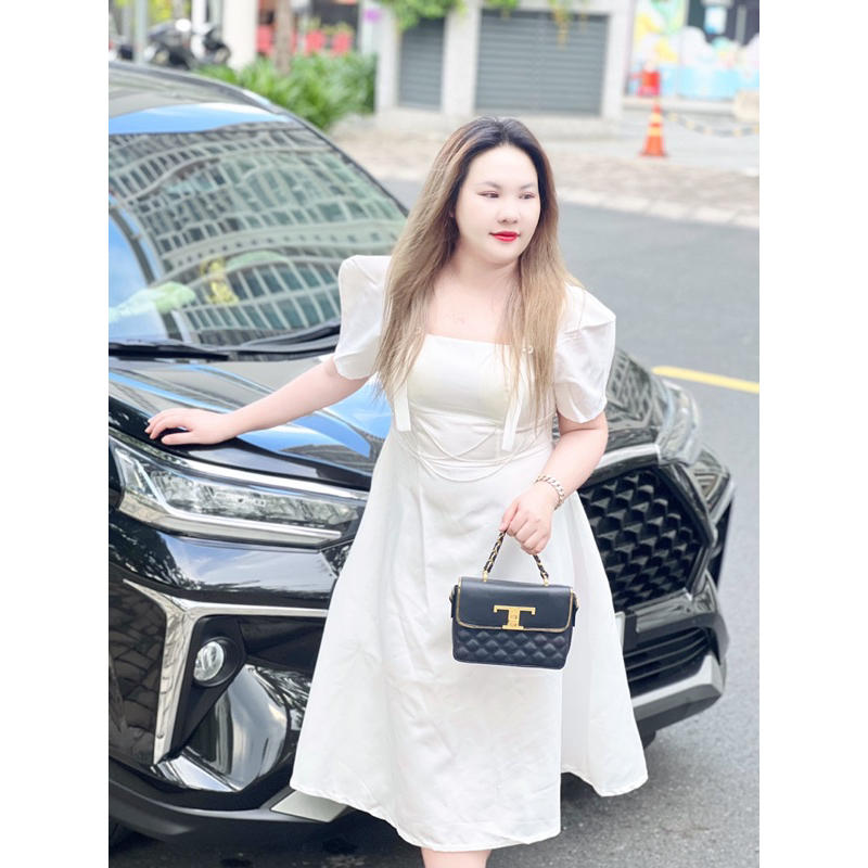 Đầm dài nơ vai 55-90kg QUỲNH NHƯ BIGSIZE