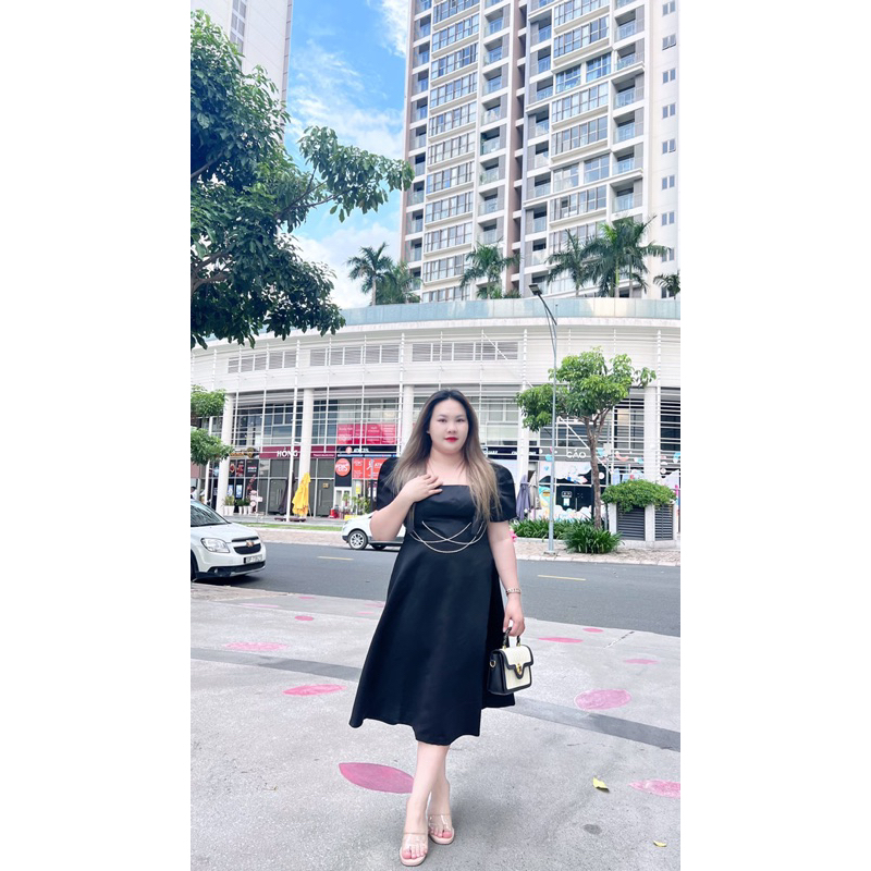 Đầm dài nơ vai 55-90kg QUỲNH NHƯ BIGSIZE