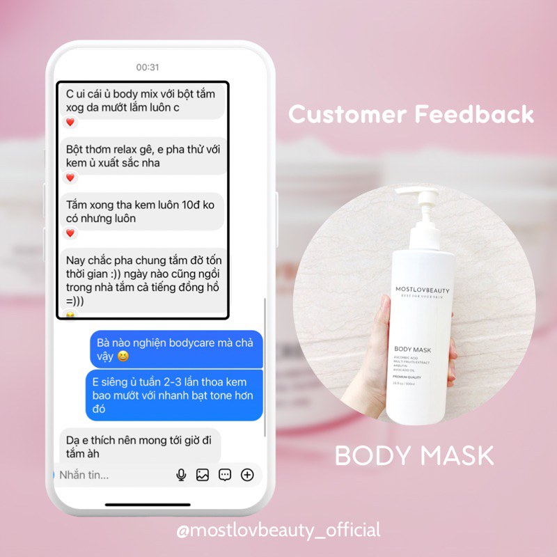 Ủ Trắng Da Body Mostlovbeauty, dưỡng trắng cấp ẩm cho da