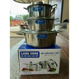 Bộ 3 chiếc nồi inox hàng dày dặn nấu mọi loại bếp