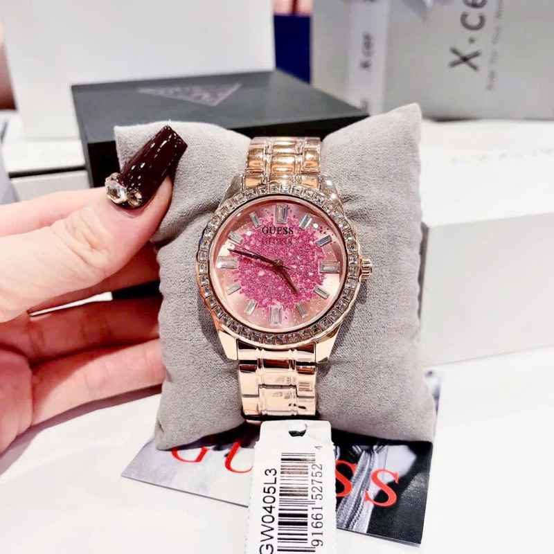 CHÍNH HÃNG_Đồng Hồ Nữ GUSS Dây Inox Mạ PVD Không Phai Gỉ, Đính Kim Cương FULLBOX