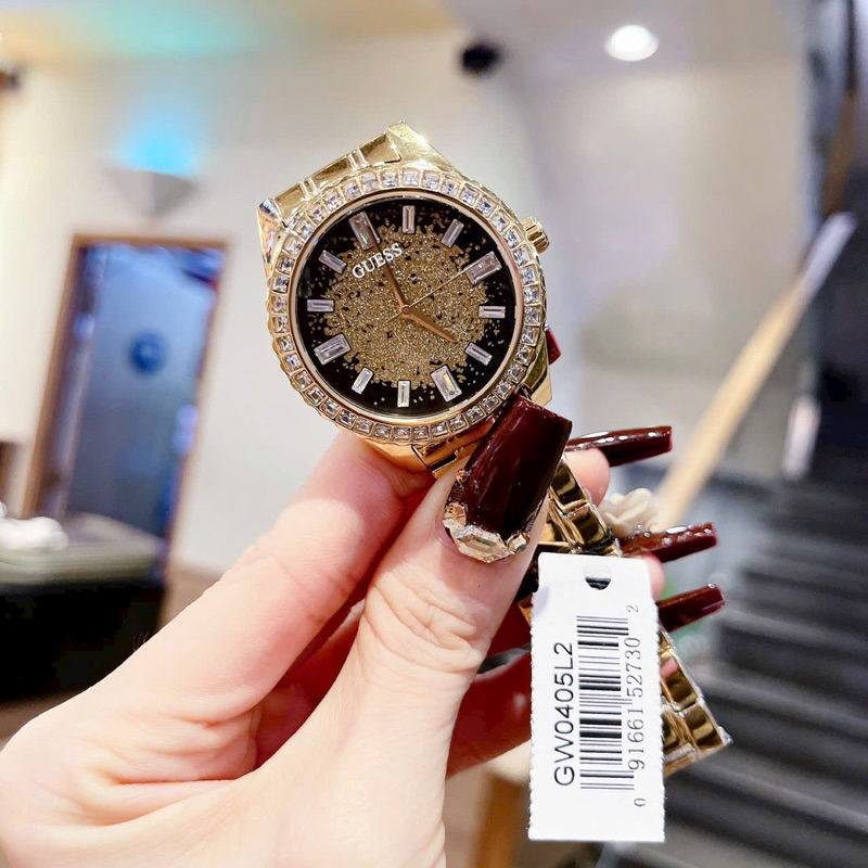 CHÍNH HÃNG_Đồng Hồ Nữ GUSS Dây Inox Mạ PVD Không Phai Gỉ, Đính Kim Cương FULLBOX