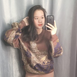 Áo len nâu thêu 2hand vintage mới đẹp rẻ