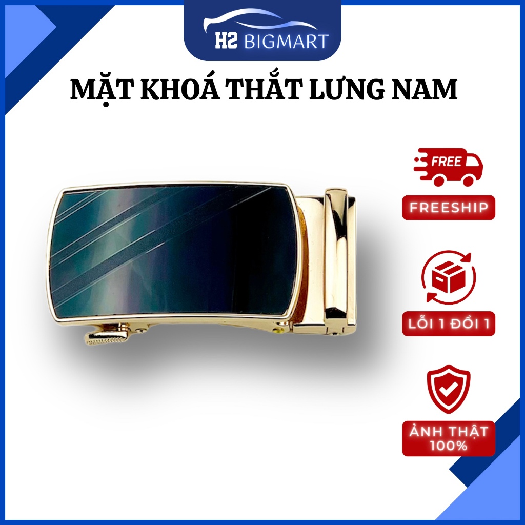 Mặt Bóng Viền Vàng, Mặt Khoá Cài Tự Động Hợp Kim Không Gỉ Siêu Bền H2 Bigmart BM21