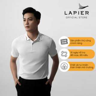 Áo polo nam thêu thủ công mặt trời, chất cotton cao cấp