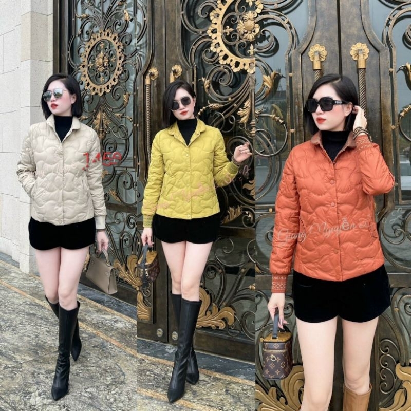 TOP BÁN CHẠY Áo phao   lông vũ loại 1 túi chéo/ áo phao lông vũ cổ lông chili  quảng châu rút eo