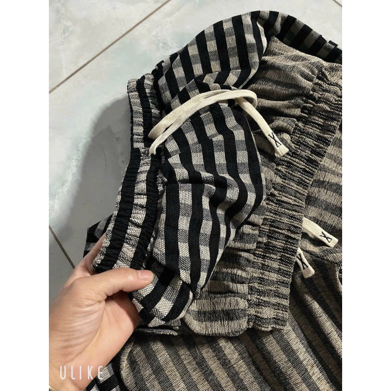 Quần baggy kẻ dạ siêu hót cạp chun phối dây rút được xem hàng