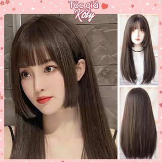 Tóc giả nguyên đầu thẳng dài mái hime Koty tặng kèm lưới trùm TG70