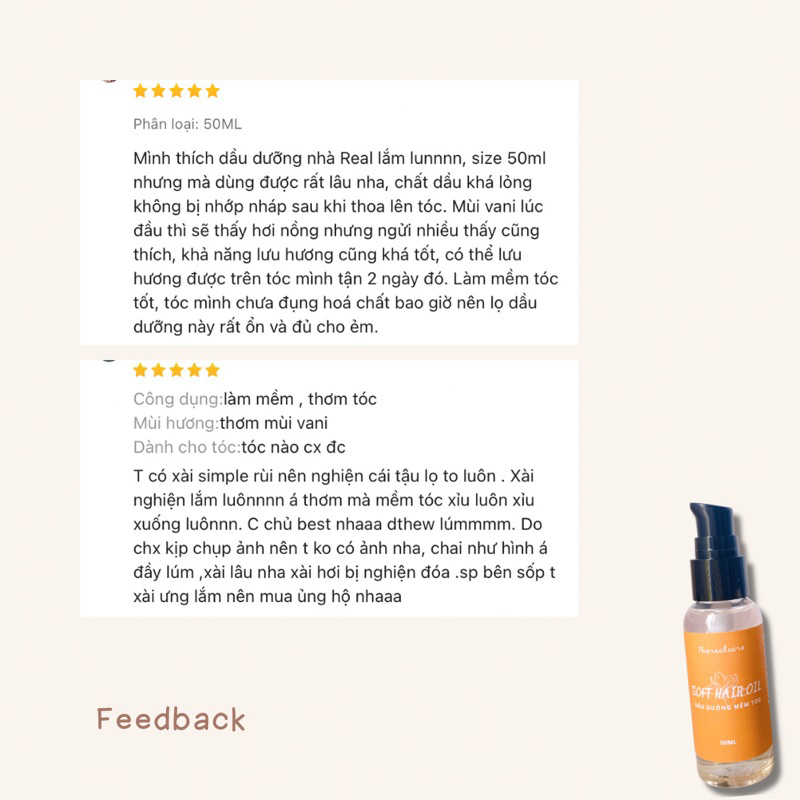 DẦU DƯỠNG MỀM TÓC KHÔNG SILICONE LƯU HƯƠNG NHẸ NHÀNG 🧡 SOFT HAIR OIL 🧡 FREESHIP
