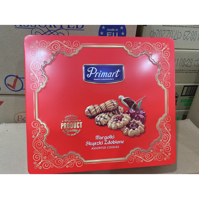 Bánh quy bơ nhân kem Primart hộp thiếc 400g, nhập khẩu Ba Lan