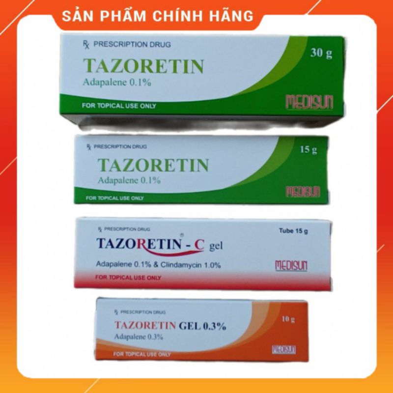 GEL NGỪA MỤN ĐẸP DA TAZORETIN 0.1/0.3/C