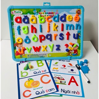 Bảng chữ cái có nam châm dạy bé học -  Bộ chữ thường, chữ in hoa, số Tiếng Việt
