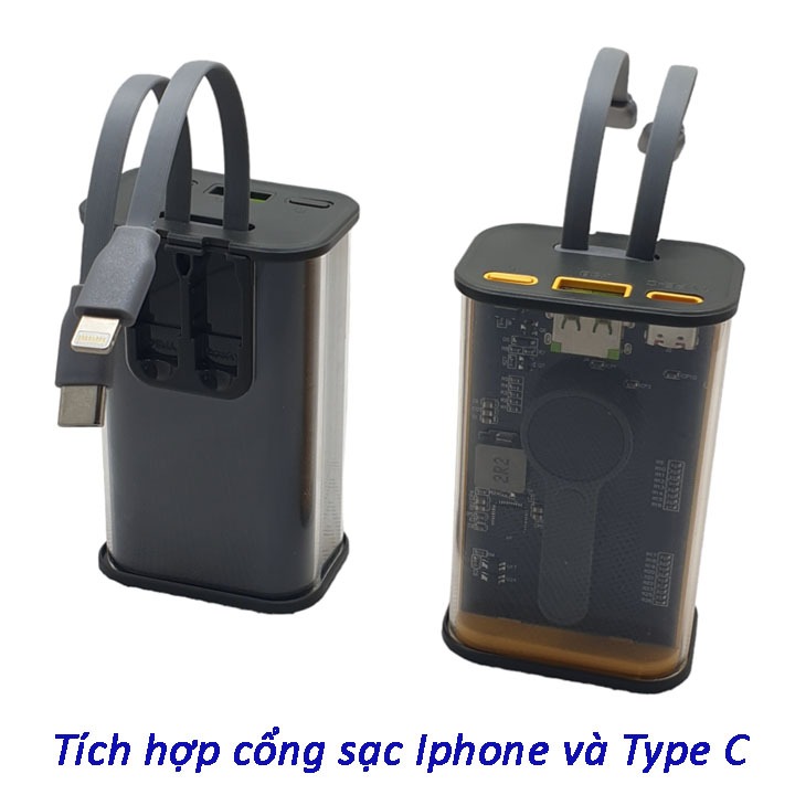 Vỏ Sạc Dự Phòng Pin Vapcell Đa Năng Y168 10.000mAh - Sạc Nhanh PD 22.5W, cổng sạc USB và Type-C - Prism official