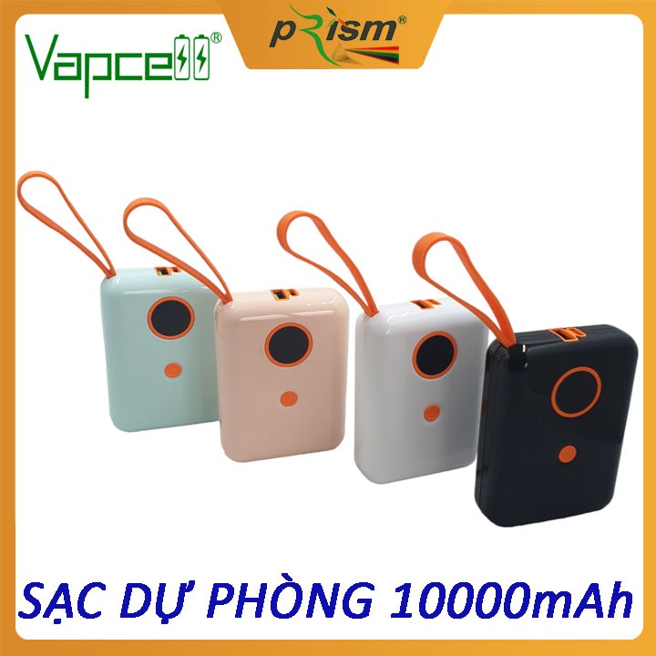 Sạc Dự Phòng Pin Vapcell Đa Năng Y190 10.000mAh - Sạc Nhanh PD 22.5W, cổng sạc USB và Type-C - Prism official