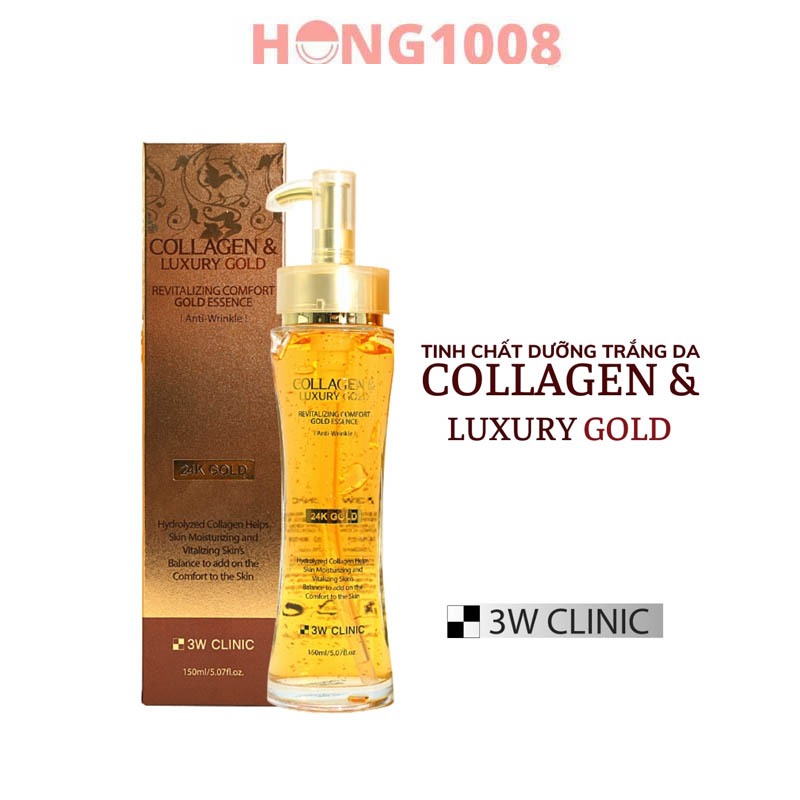 Tinh chất vàng 3W CLINIC Collagen & Luxury Gold Revitalizing Comfort Gold Essence 150ml Hàn Quốc shop hong1008