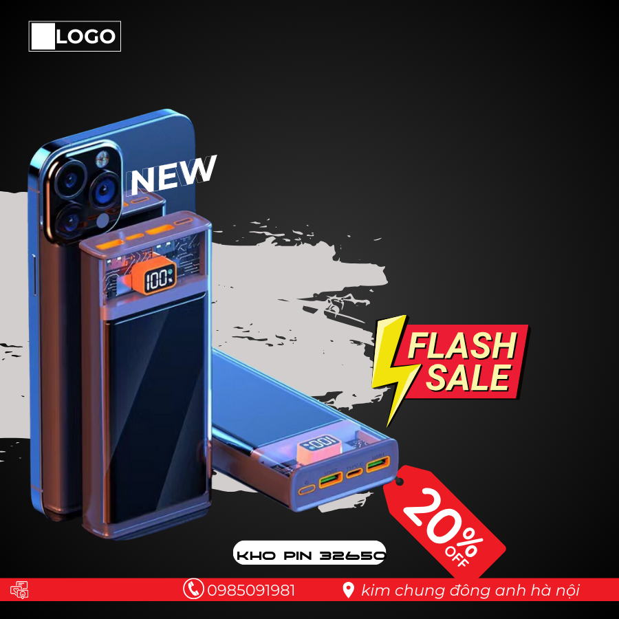 Box sạc nhanh 2 pin lipo 1160110 PD3.0, QC4.0 - 22,5W trong suốt công nghệ mạch cao cấp cơ chế bảo vệ cân băng pin