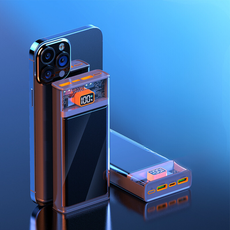 Box sạc nhanh 2 pin lipo 1160110 PD3.0, QC4.0 - 22,5W trong suốt công nghệ mạch cao cấp cơ chế bảo vệ cân băng pin