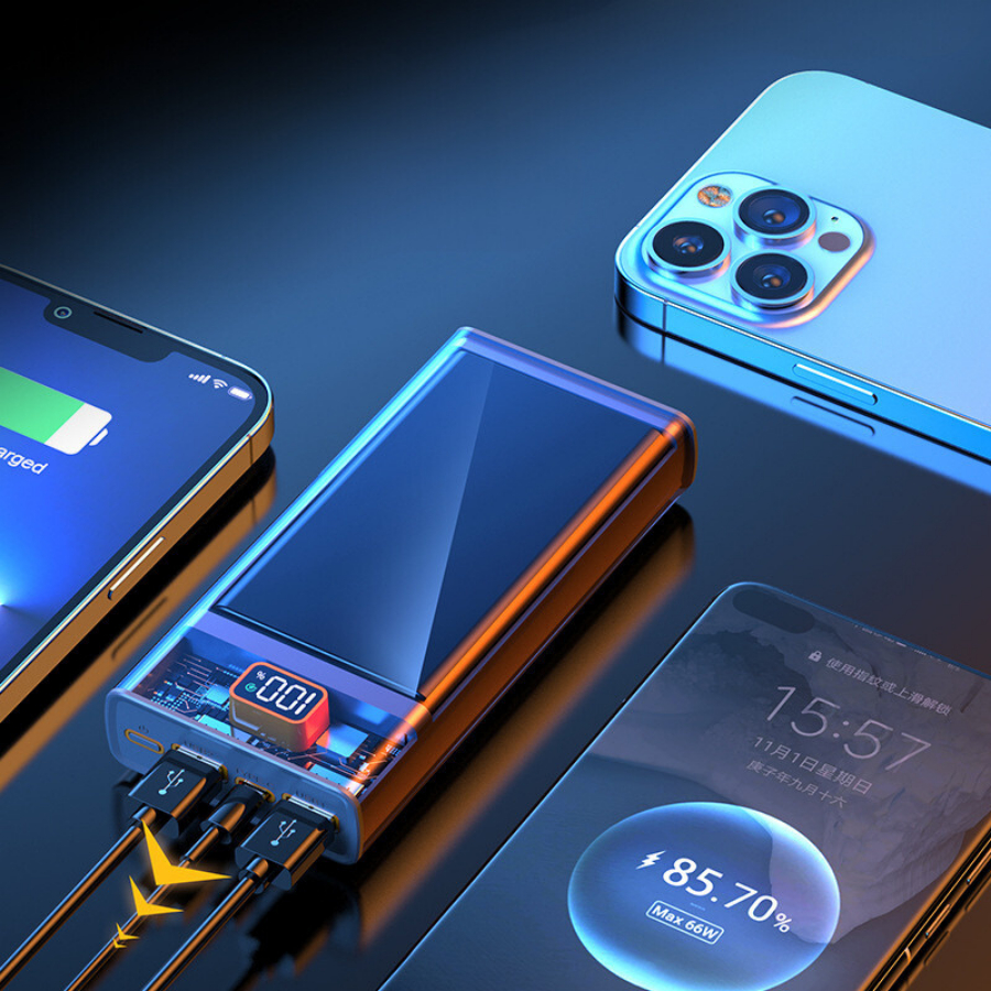 Box sạc nhanh 2 pin lipo 1160110 PD3.0, QC4.0 - 22,5W trong suốt công nghệ mạch cao cấp cơ chế bảo vệ cân băng pin