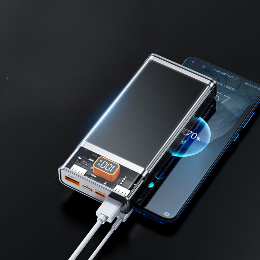 Box sạc nhanh 2 pin lipo 1160110 PD3.0, QC4.0 - 22,5W trong suốt công nghệ mạch cao cấp cơ chế bảo vệ cân băng pin