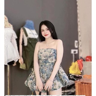 Set tiểu thư dáng xòe bí nhẹ họa tiết xinh