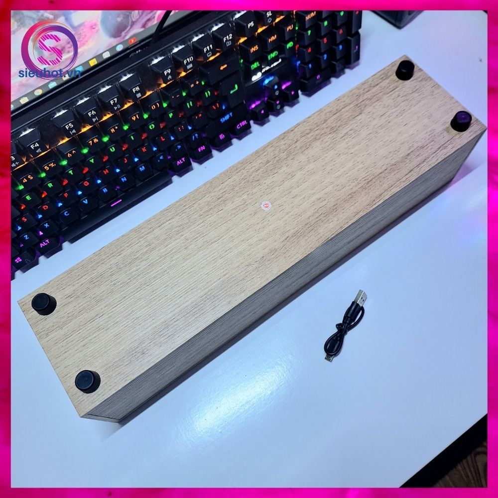 Loa Bluetooth Bass Mạnh XM 520 Để Bàn Loa Thanh Không Dây Vân Gỗ